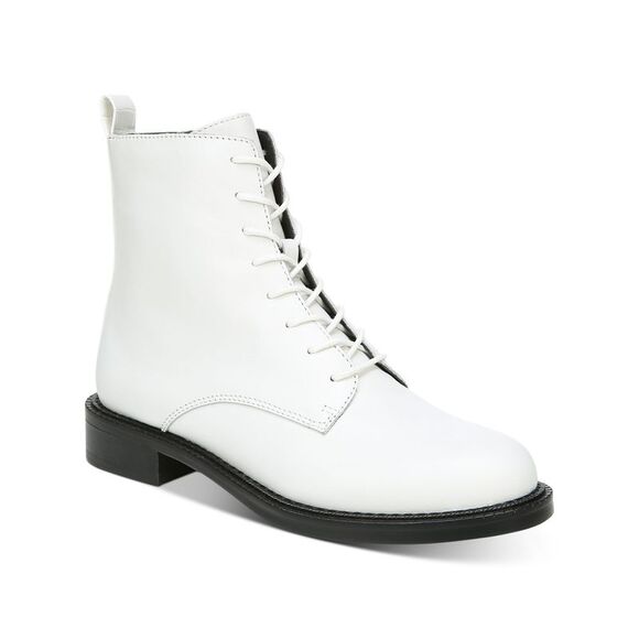 SAM EDELMAN Shoes - NWT SAM EDELMAN Womens White Lace Up Logo Nina Block Heel Leather Boots 8.5 M